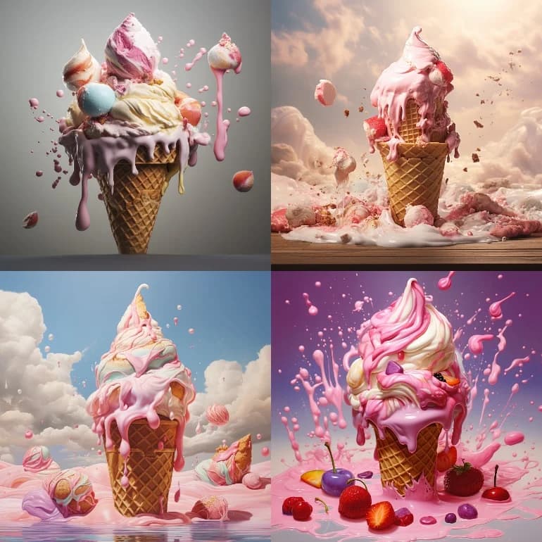 Réponse Midjourney au prompt : An ice cream cream